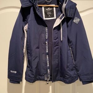 Hollister navy XS winter coat jacket fleece lined